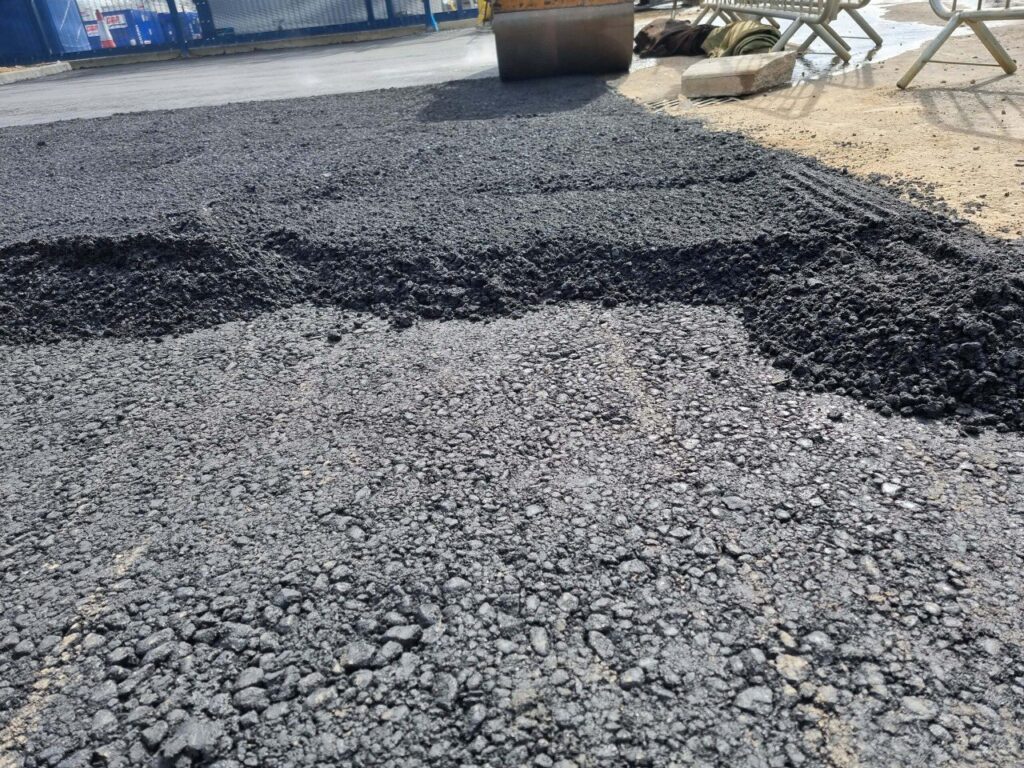 This is tarmac being laid by NS Driveways Ashtead